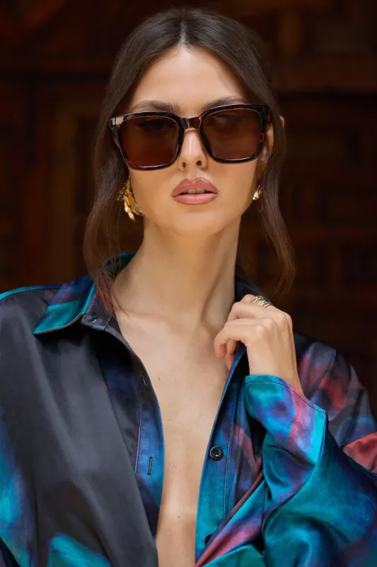 Fyn | Otra Tortoiseshell Oversized Classic Square Sunglasses sold by Club L London