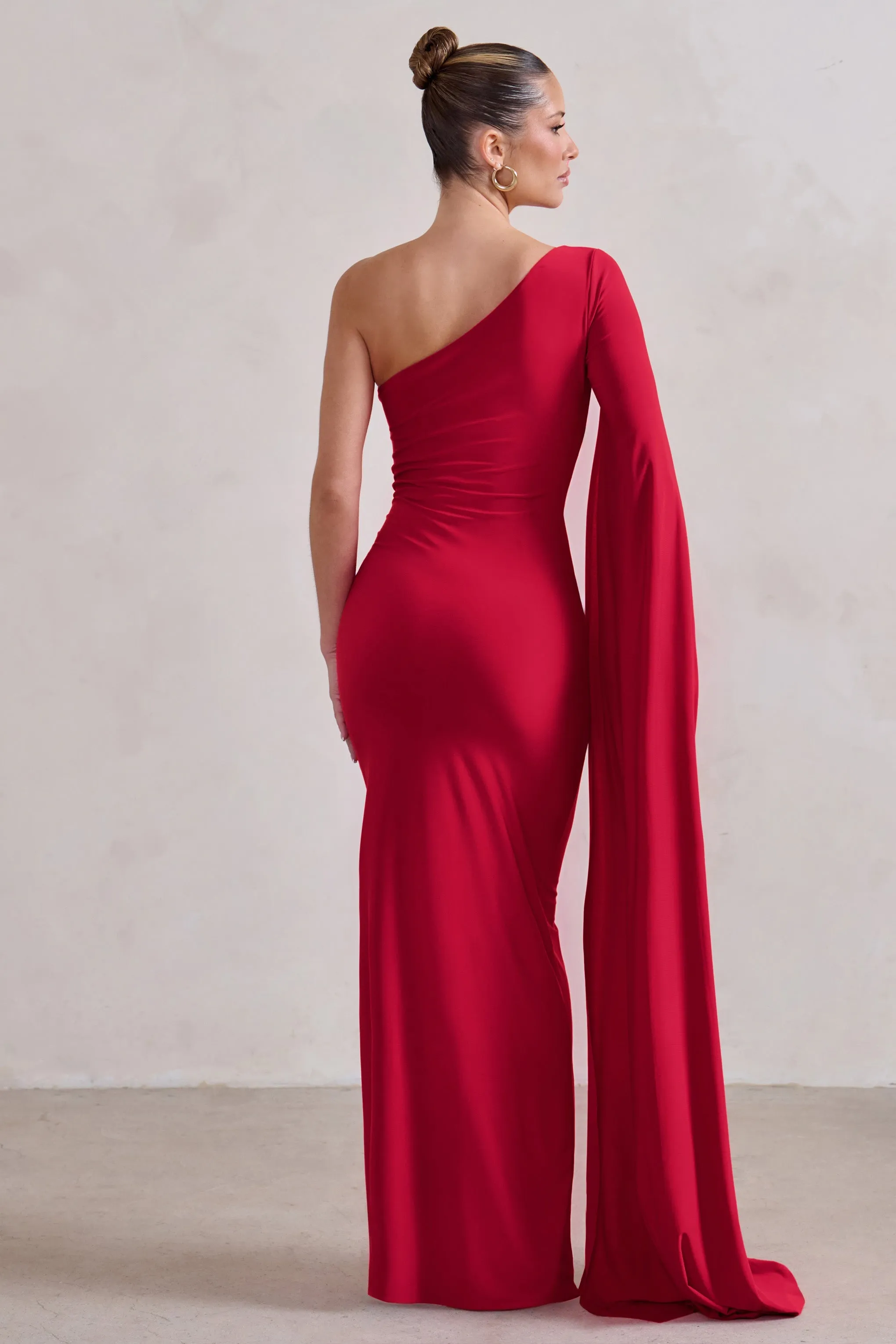 Romi | Red One Shoulder Twist Design Maxi Dress sold by Club L London product image thumbnail 2