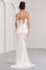 Grand Gift | Cream Satin Corset Draped Fishtail Maxi Dress sold by Club L London