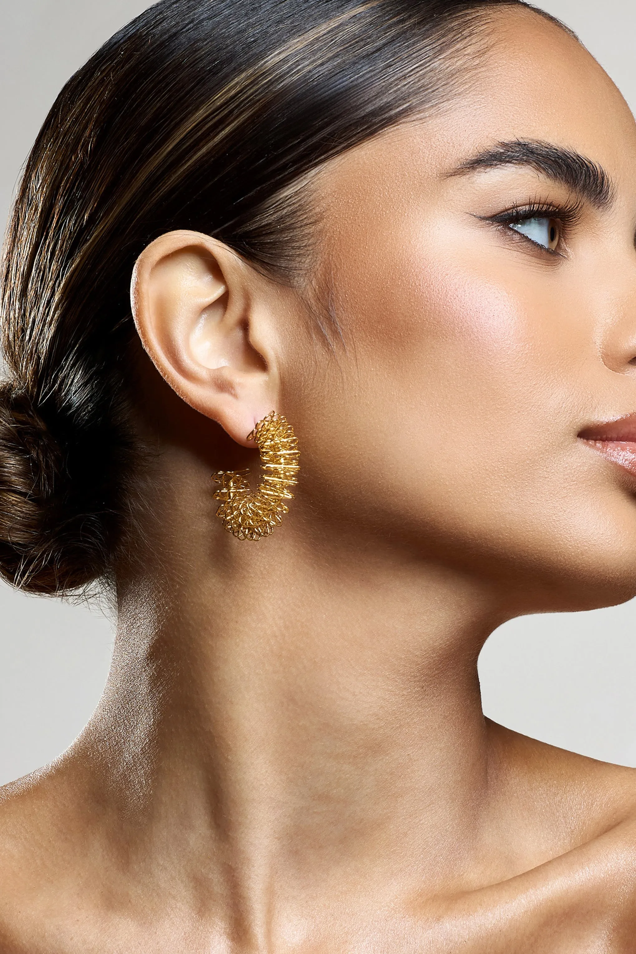 Zelina | Gold Abstract Hoop Earrings sold by Club L London product image thumbnail 2