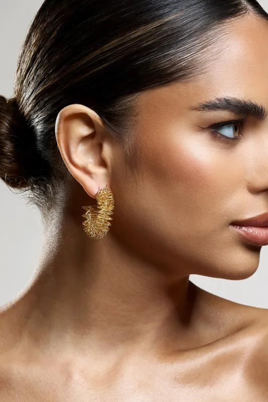 Zelina | Gold Abstract Hoop Earrings sold by Club L London
