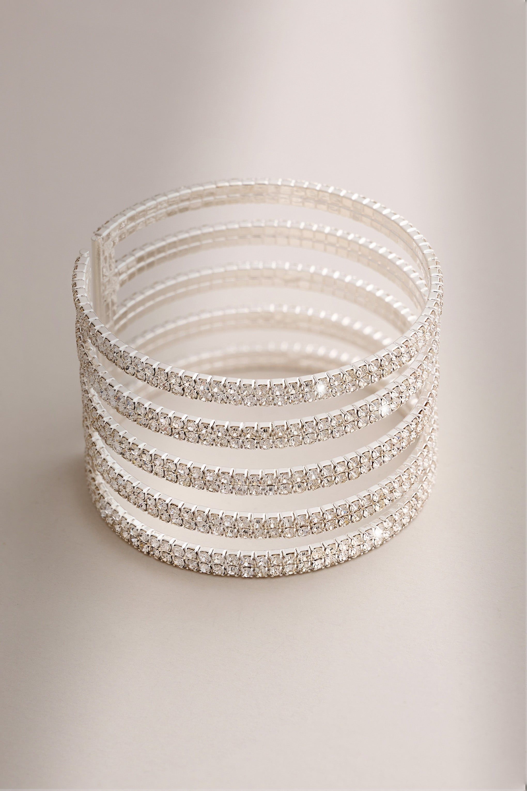 Imogen | Silver Diamante Layered Bangle sold by Club L London product image thumbnail 3