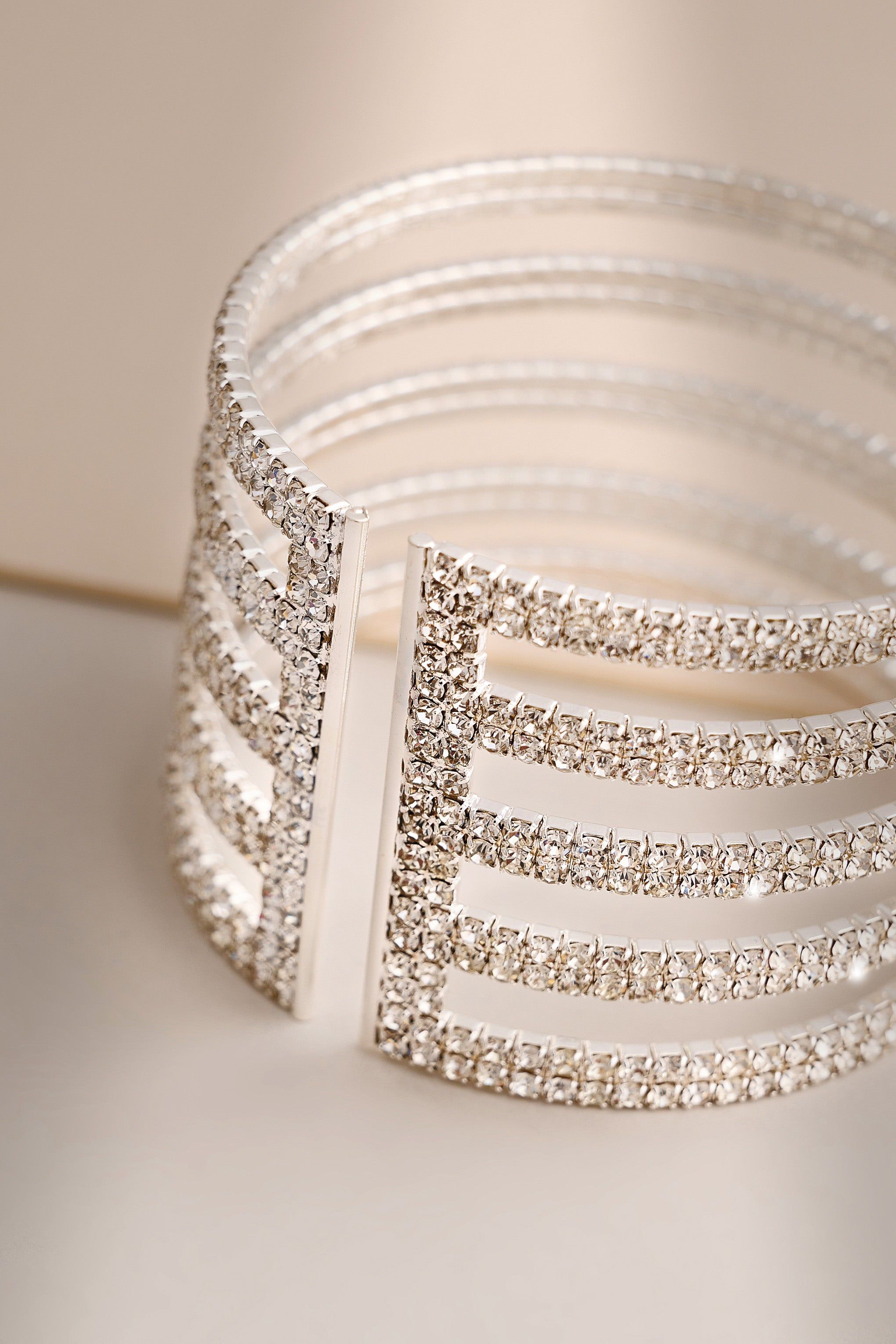 Imogen | Silver Diamante Layered Bangle sold by Club L London product image thumbnail 2