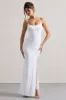 Intimacy | White Lace Corset Split Maxi Dress sold by Club L London