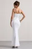 Intimacy | White Lace Corset Split Maxi Dress sold by Club L London