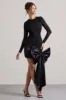 Evry | Black Lace Long-Sleeve Mini Dress With Oversized Satin Bow sold by Club L London