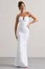 Enticed | White Strapless V-Neck Maxi Dress With Flowers sold by Club L London