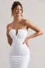 Enticed | White Strapless V-Neck Maxi Dress With Flowers sold by Club L London