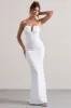 Enticed | White Strapless V-Neck Maxi Dress With Flowers sold by Club L London