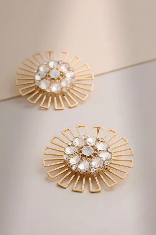 Lucinda | Gold Circle Earrings with Diamantes sold by Club L London