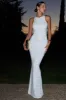 Escala | White Embellished Racer-Neck Maxi Dress sold by Club L London