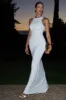 Escala | White Embellished Racer-Neck Maxi Dress sold by Club L London