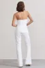 Kehlani | White High Waist Flared Tailored Trousers sold by Club L London