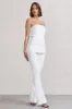 Kehlani | White High Waist Flared Tailored Trousers sold by Club L London