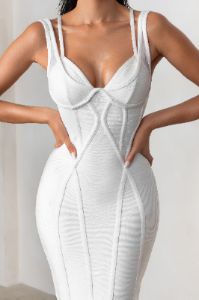 Just For Me | White Bandage Sweetheart Neckline Bodycon Midi Dress sold by Club L London