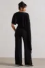 Reserve | Black Wide-Leg Jumpsuit With Asymmetric Cape sold by Club L London