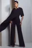 Reserve | Black Wide-Leg Jumpsuit With Asymmetric Cape sold by Club L London