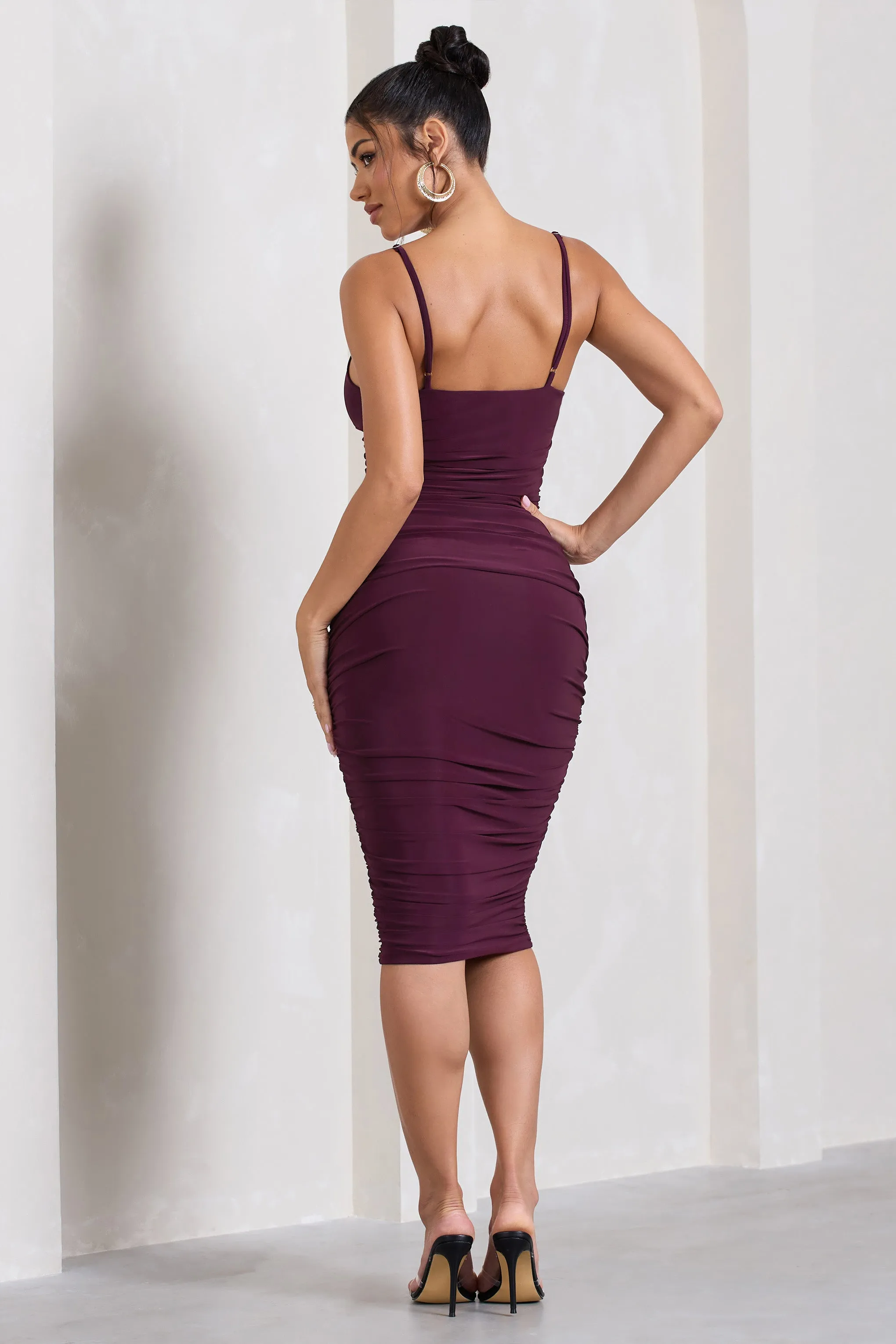 Desired | Plum Ruched Strappy Midi Dress sold by Club L London product image thumbnail 2