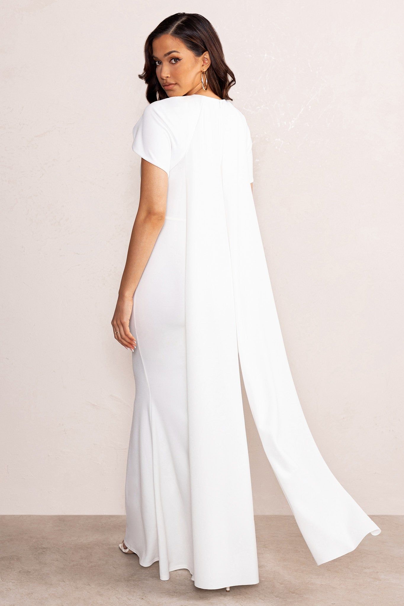 Priya | White High Neck Maxi Dress with Cape sold by Club L London product image thumbnail 2