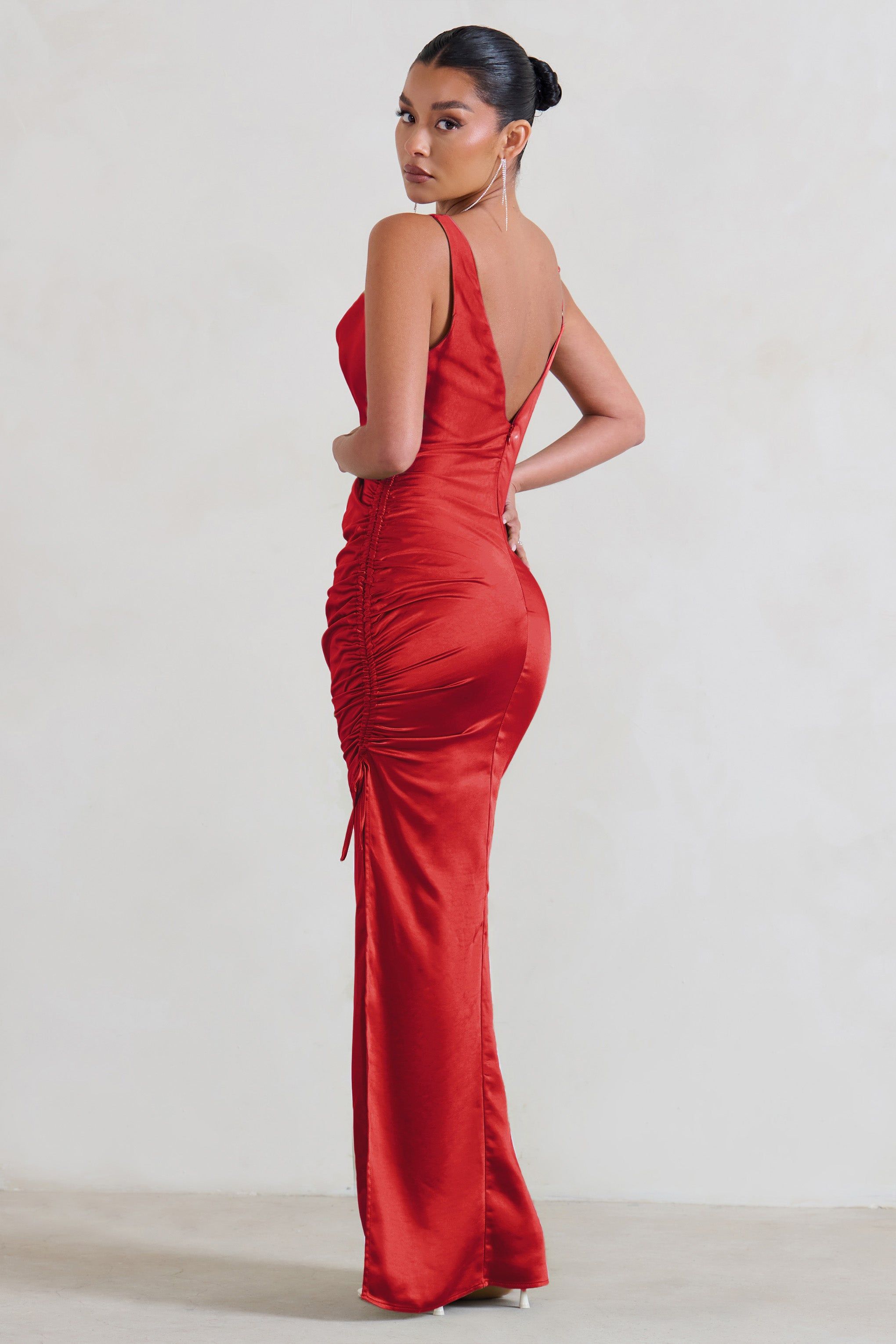 Belonging | Red Ruched Cowl Maxi Dress sold by Club L London product image thumbnail 2
