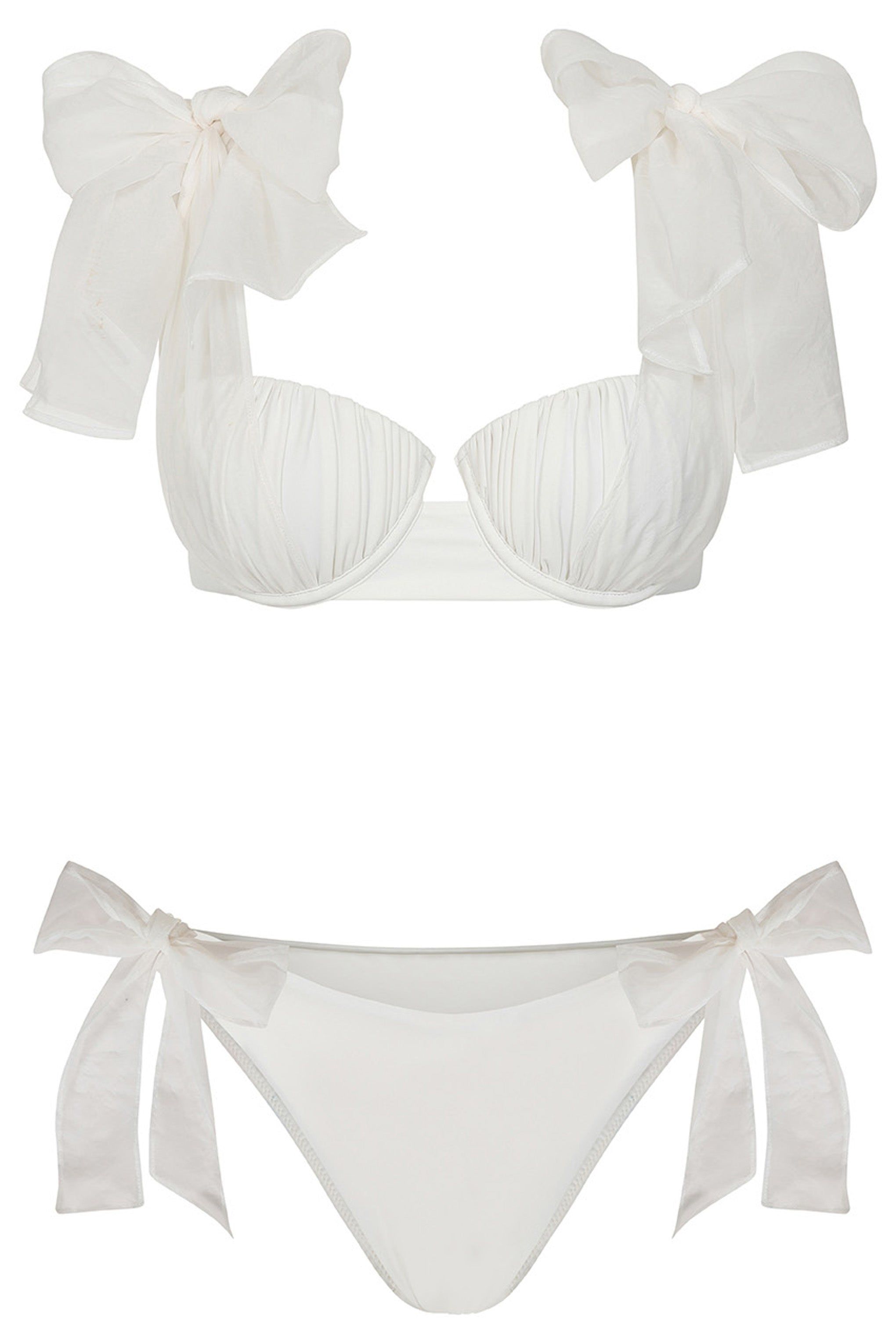 Adrift | White Organza Bikini Bottoms With Bows sold by Club L London product image thumbnail 6