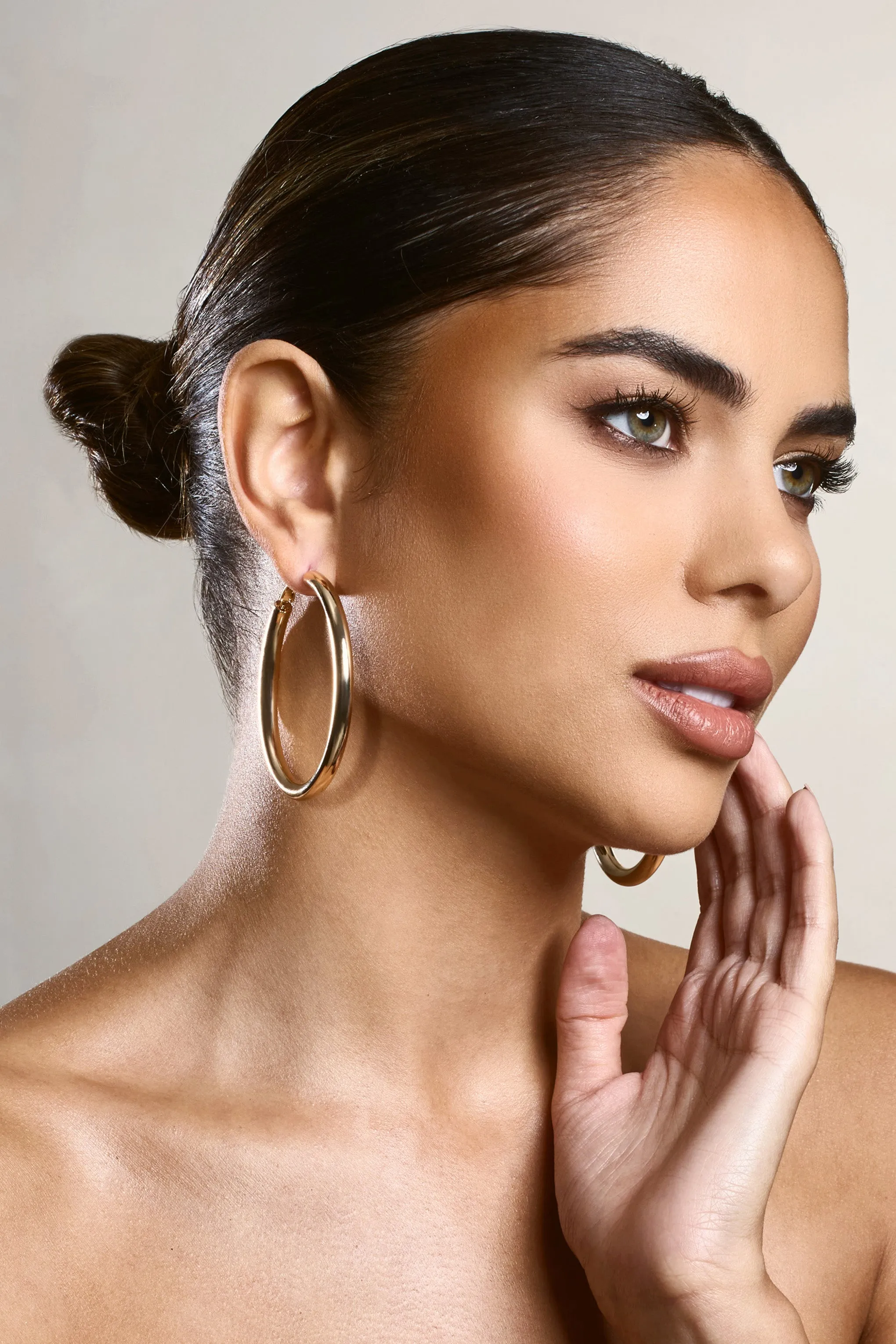 Lorrie | Gold Hoop Earrings sold by Club L London product image thumbnail 3