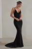 Endless Love | Black Backless Knot Detail Fishtail Maxi Dress sold by Club L London