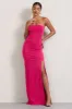 Belle of The Ball | Hot Pink Bandeau Maxi Dress With Split Hem sold by Club L London