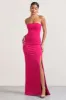 Belle of The Ball | Hot Pink Bandeau Maxi Dress With Split Hem sold by Club L London