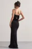 Costella | Black Embellished Strappy Cowl-Neck Maxi Dress sold by Club L London
