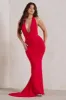 Saffina | Red Cowl Neck Low Back Maxi Dress sold by Club L London