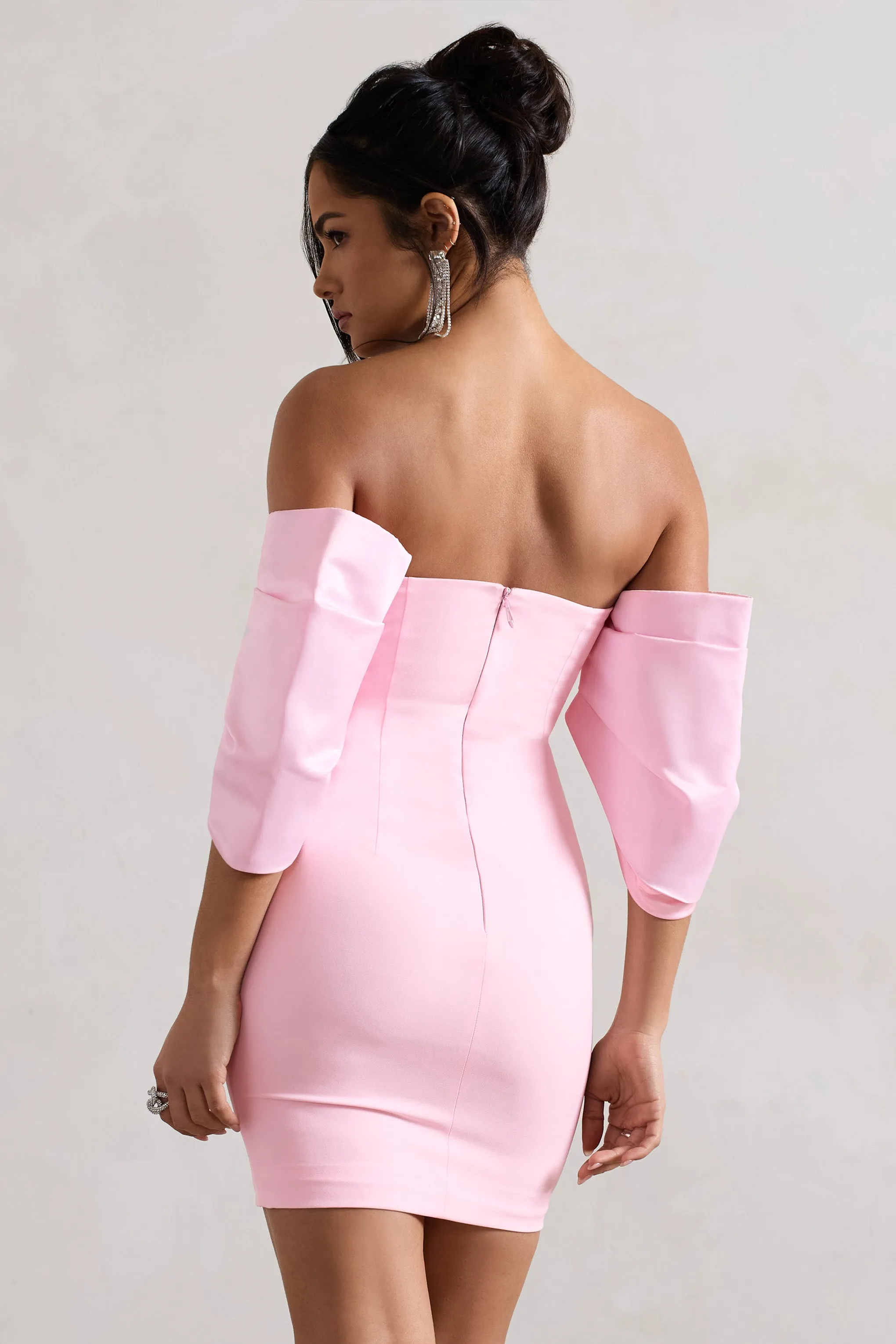 Short & Sweet | Pink Bardot Bodycon Mini Dress sold by Club L London product image thumbnail 2
