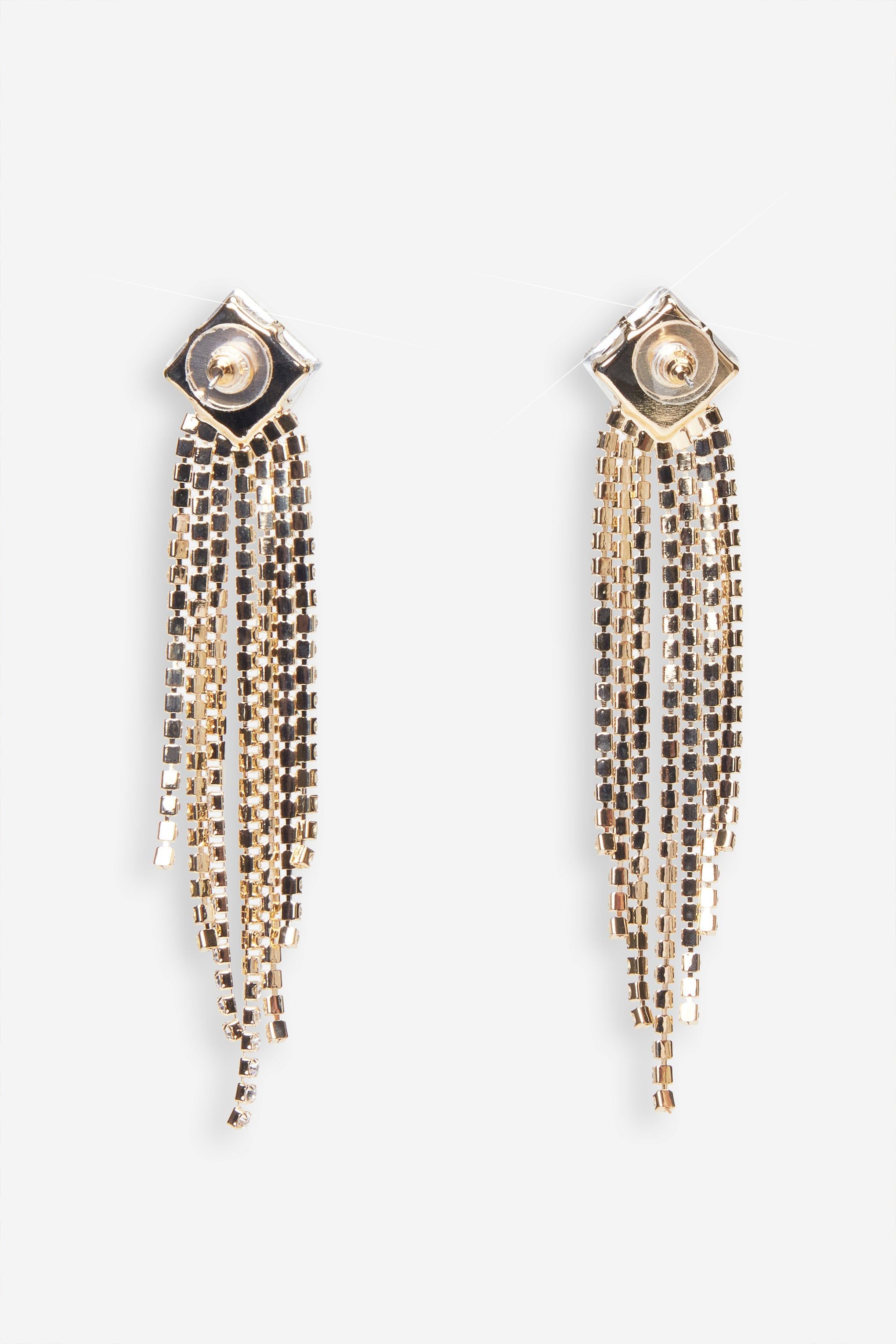 Danielle | Gold Diamante Tassel Drop Earrings sold by Club L London product image thumbnail 3