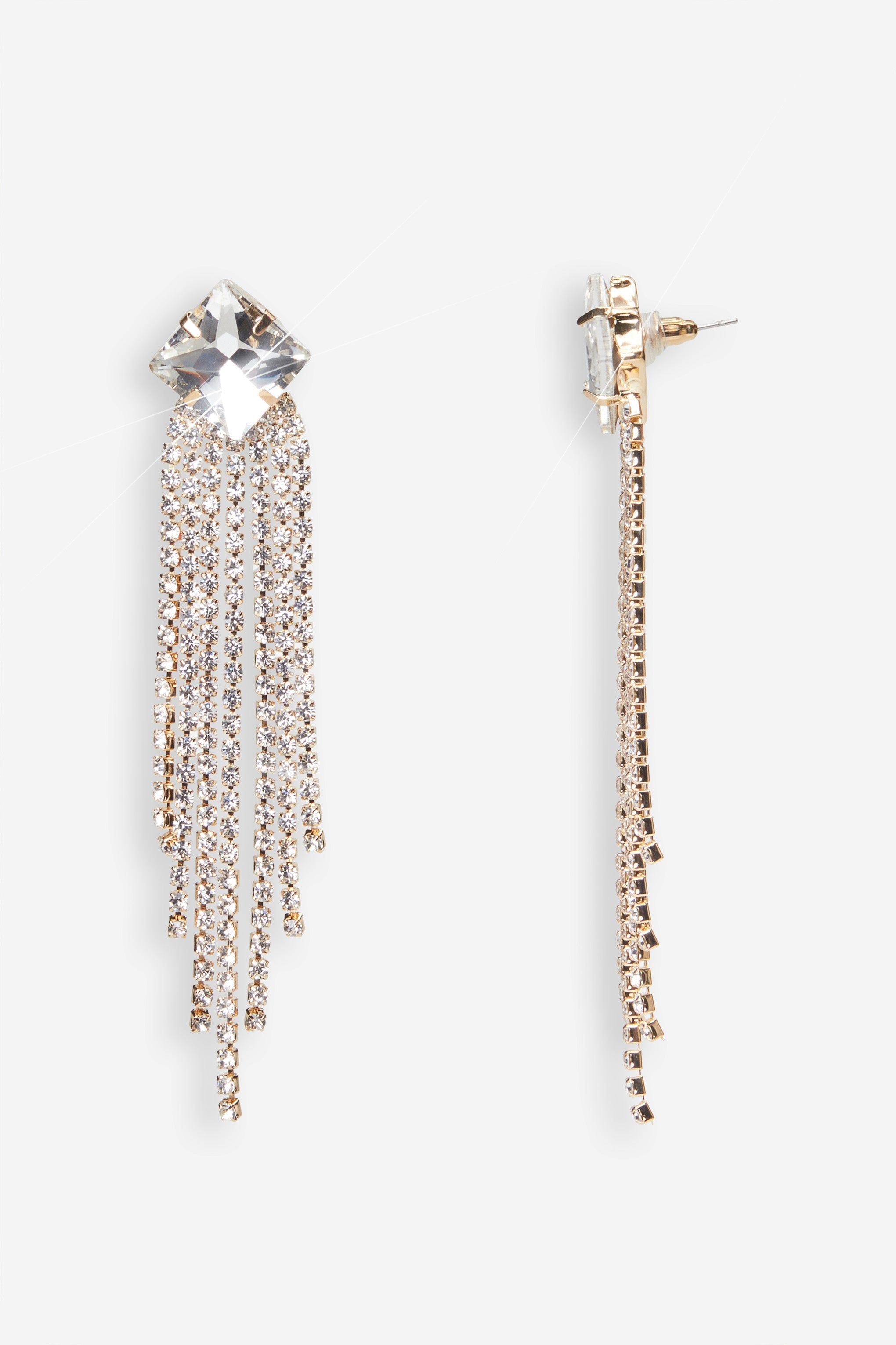 Danielle | Gold Diamante Tassel Drop Earrings sold by Club L London product image thumbnail 2