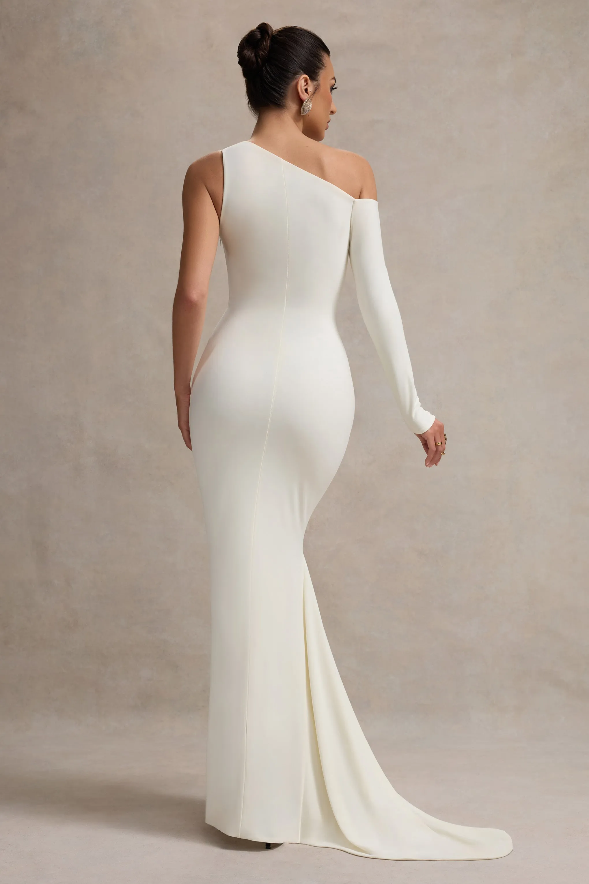 Contradiction | White One-Sleeve Asymmetric Maxi Dress sold by Club L London product image thumbnail 2