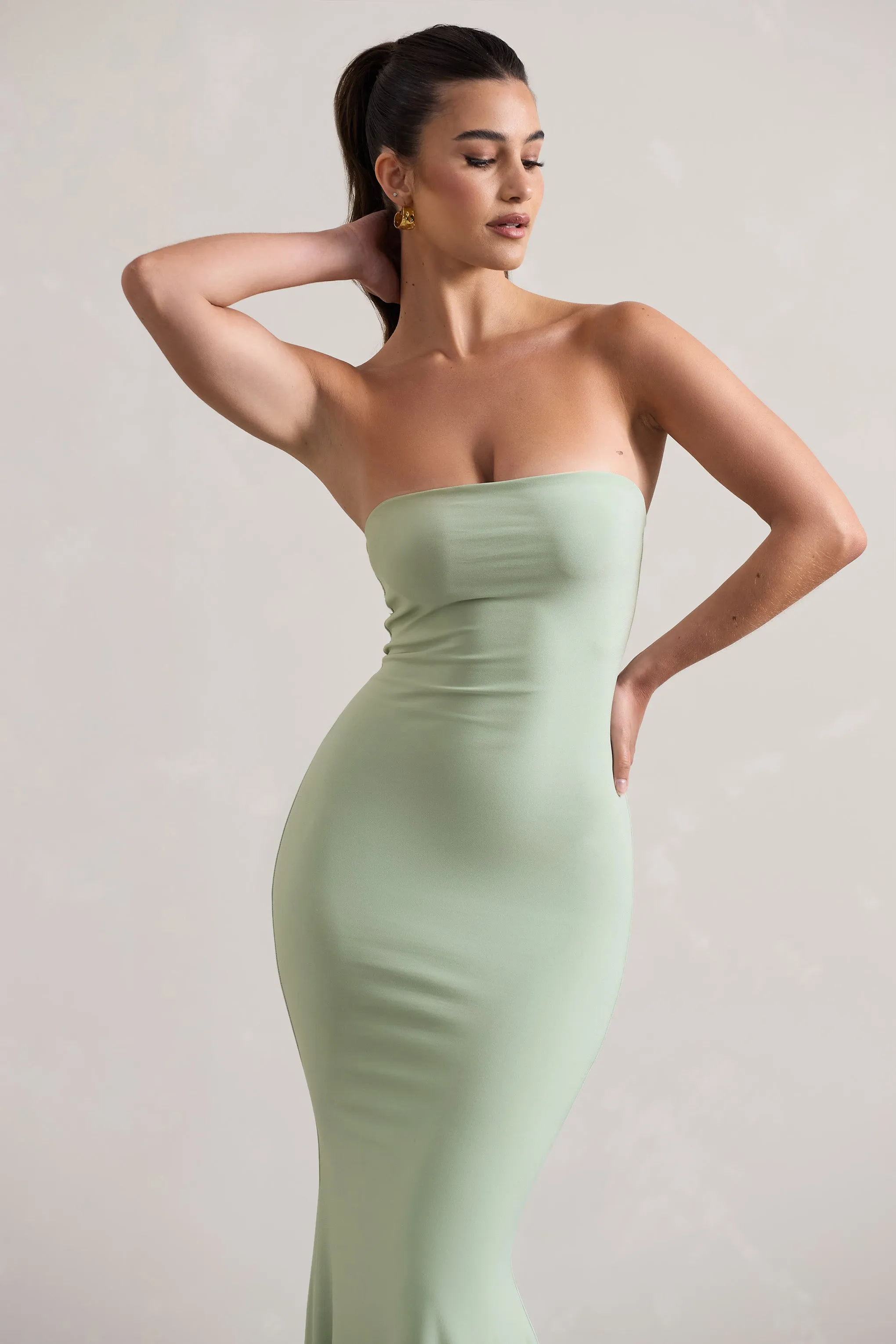 Ceremony | Pale Green Bandeau Maxi Dress sold by Club L London product image thumbnail 3