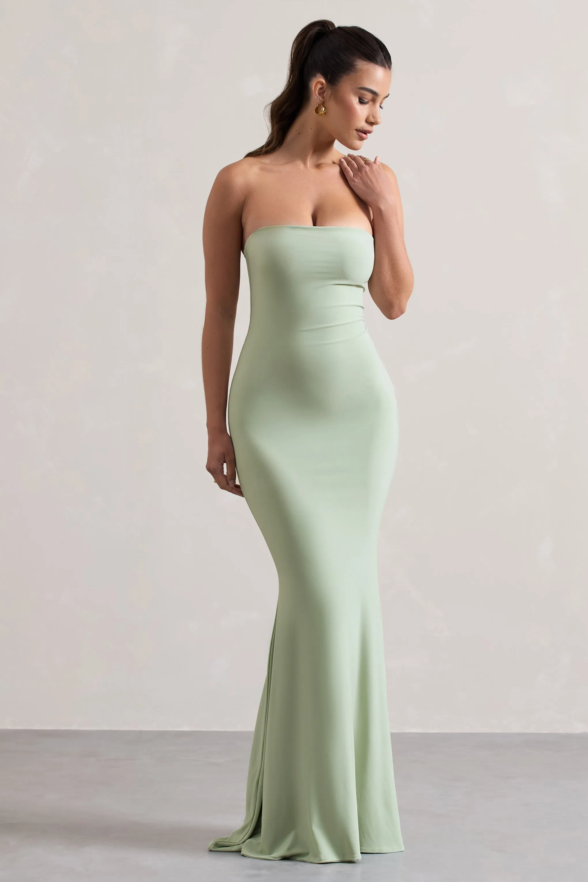 Ceremony | Pale Green Bandeau Maxi Dress sold by Club L London product image thumbnail 5