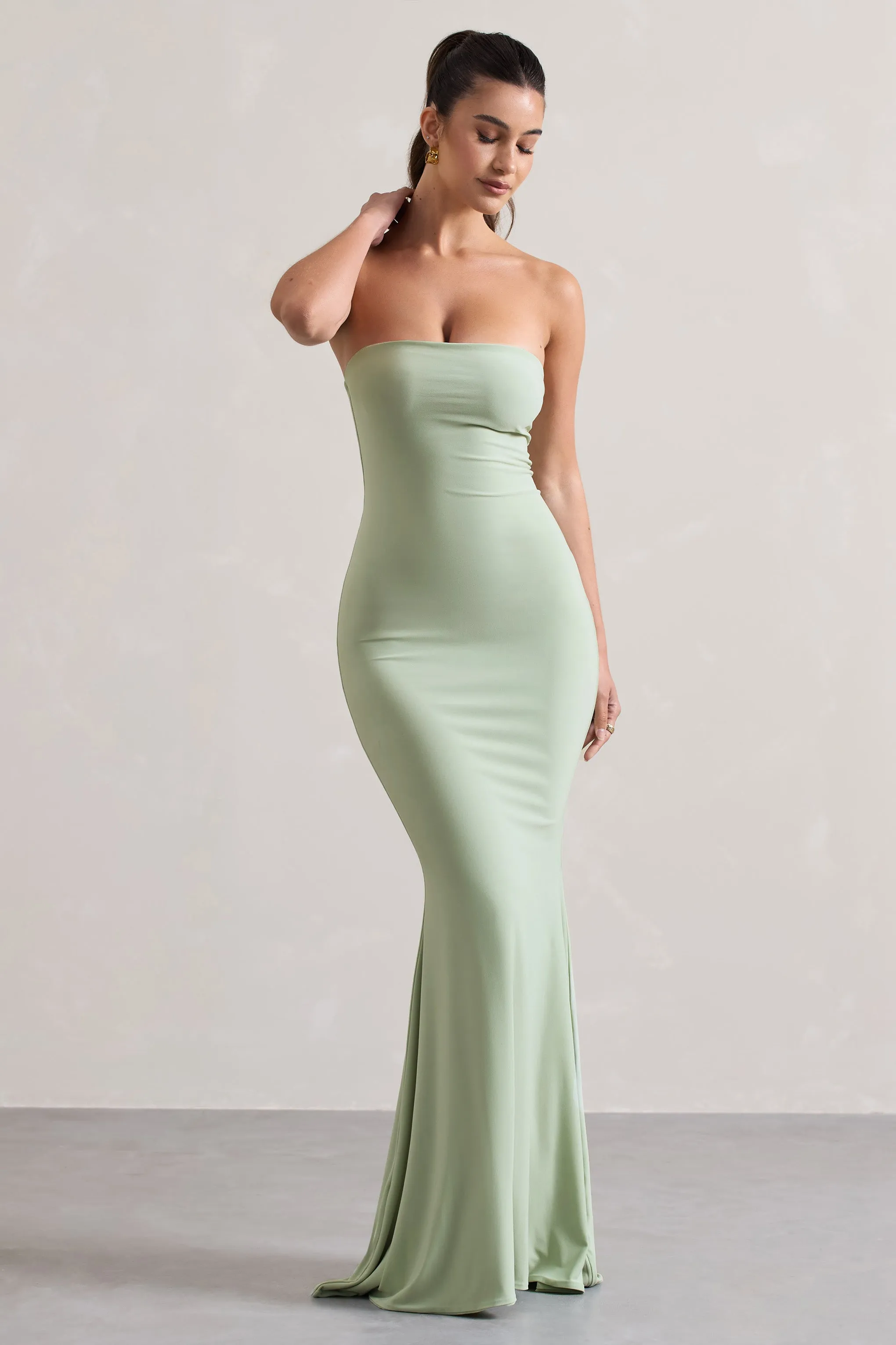 Ceremony | Pale Green Bandeau Maxi Dress sold by Club L London product image thumbnail 4