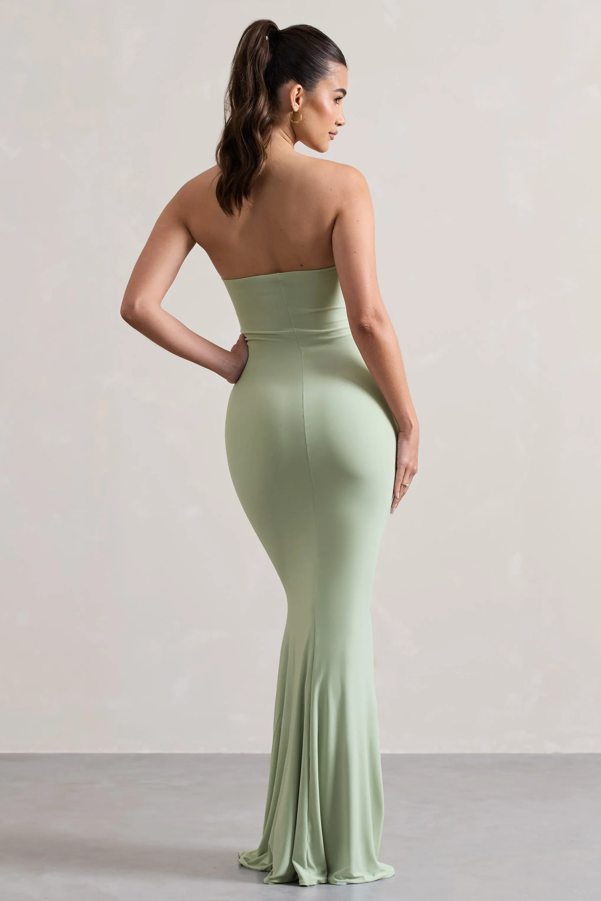 Ceremony | Pale Green Bandeau Maxi Dress sold by Club L London product image thumbnail 2