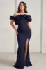 Esmeralda | Navy Structured Statement Bardot Maxi Dress sold by Club L London