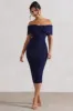 Hope | Navy Bow Bardot Midi Dress sold by Club L London