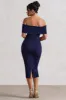 Hope | Navy Bow Bardot Midi Dress sold by Club L London