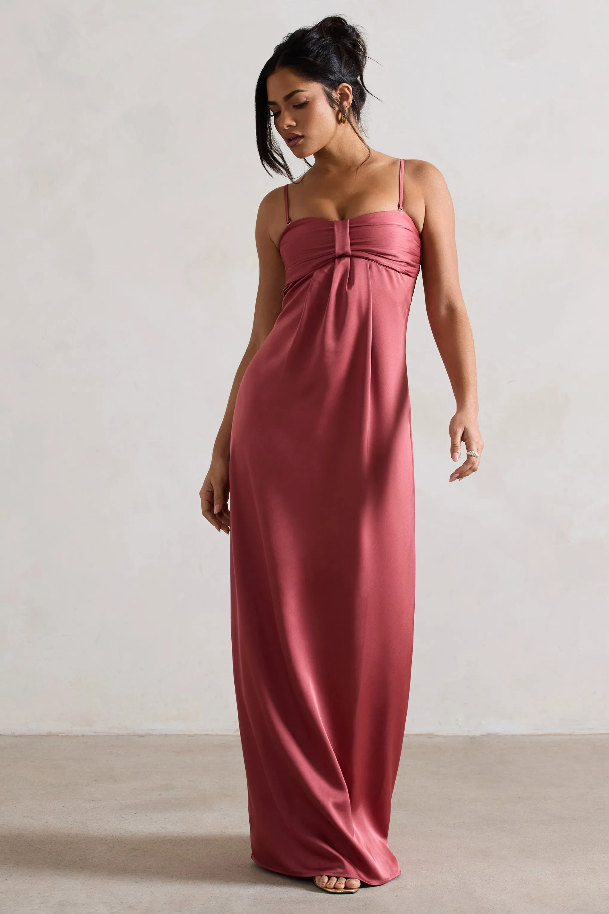 April | Rose Pink Satin Sweetheart Maxi Dress sold by Club L London product image thumbnail 5