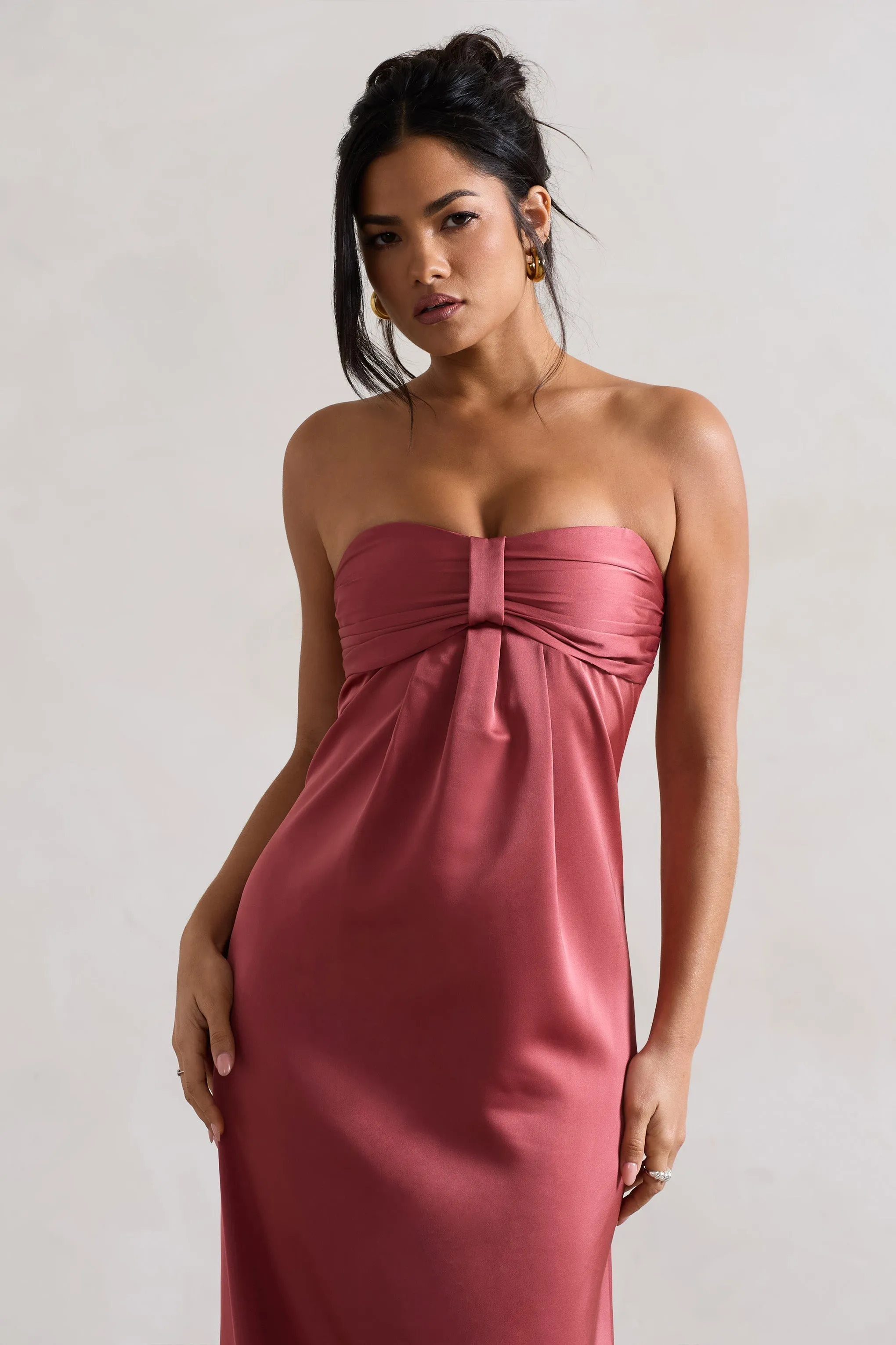 April | Rose Pink Satin Sweetheart Maxi Dress sold by Club L London product image thumbnail 4