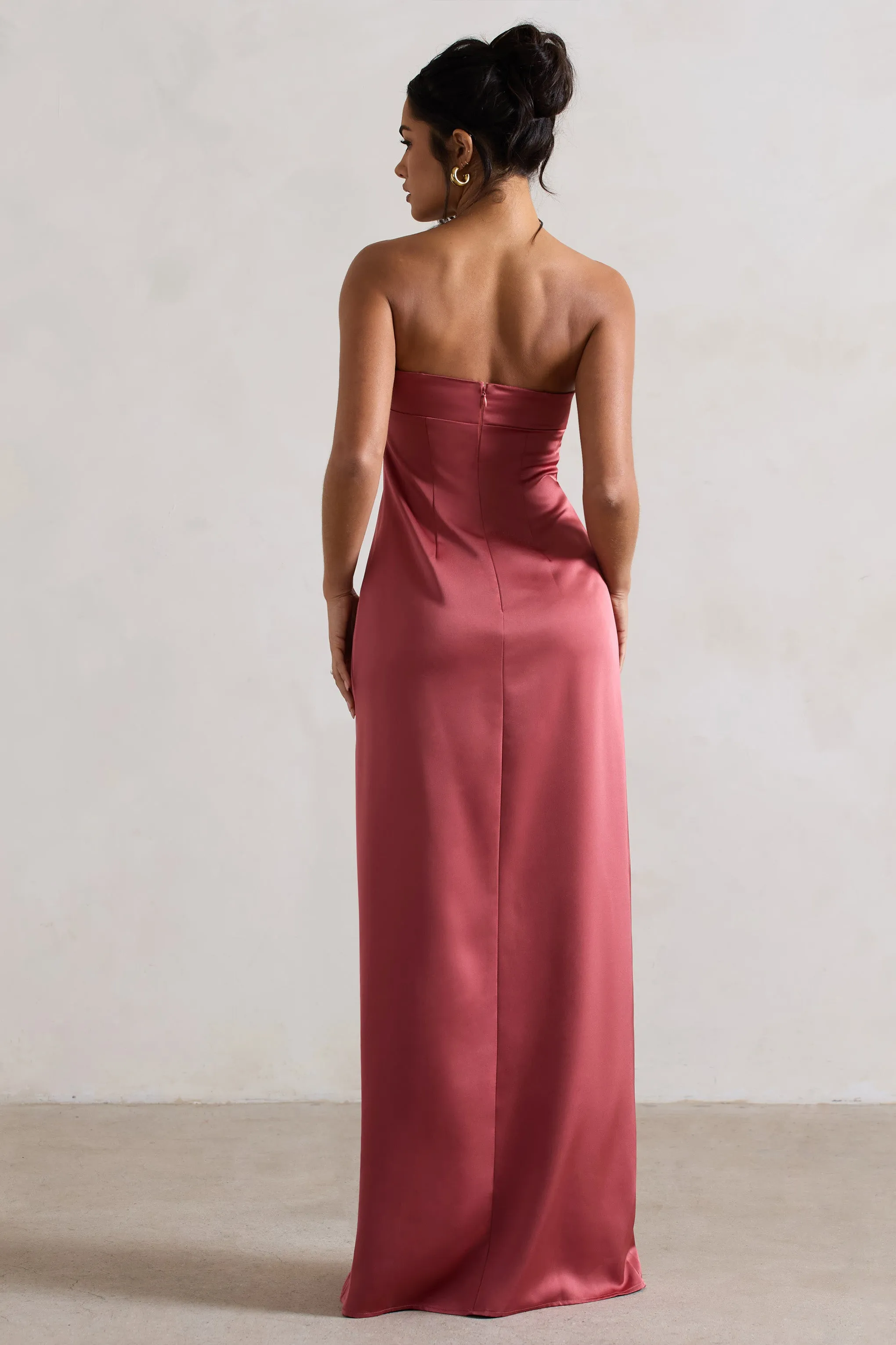 April | Rose Pink Satin Sweetheart Maxi Dress sold by Club L London product image thumbnail 2
