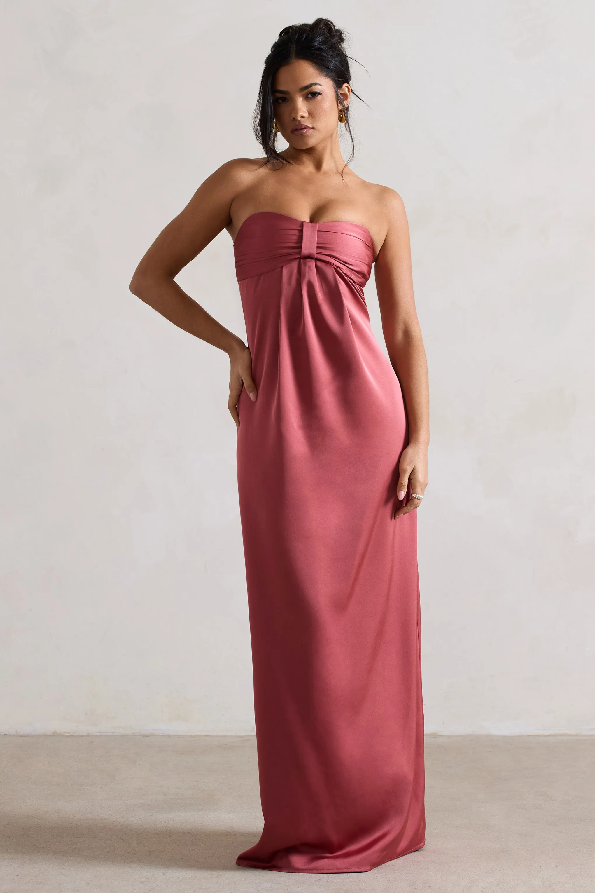 April | Rose Pink Satin Sweetheart Maxi Dress sold by Club L London product image thumbnail 3