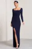 My Pleasure | Navy Square Neck Ruched Maxi Dress sold by Club L London