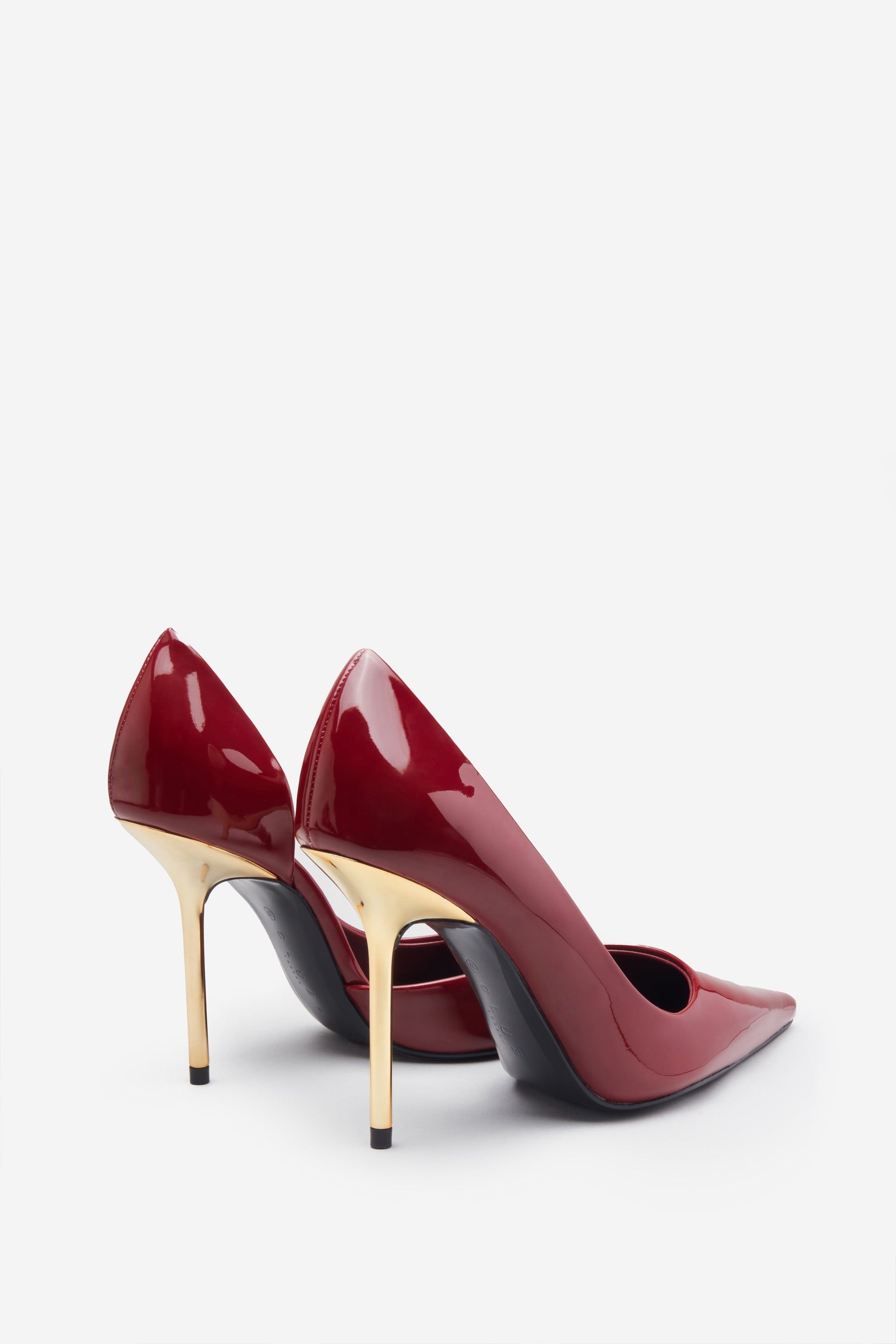 Hear Me | Wine Red Metallic Cutaway Pointed Court Heels sold by Club L London product image thumbnail 3