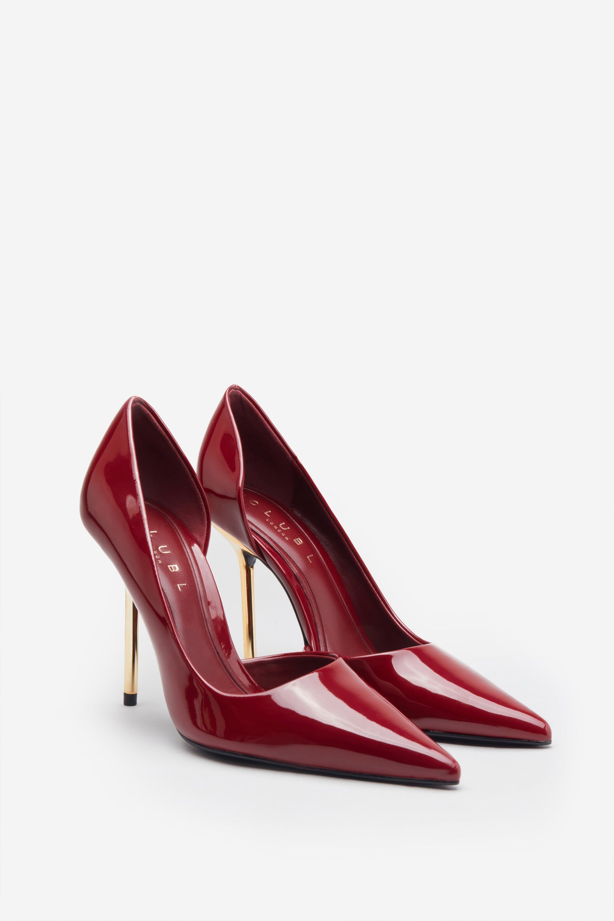 Hear Me | Wine Red Metallic Cutaway Pointed Court Heels sold by Club L London product image thumbnail 2