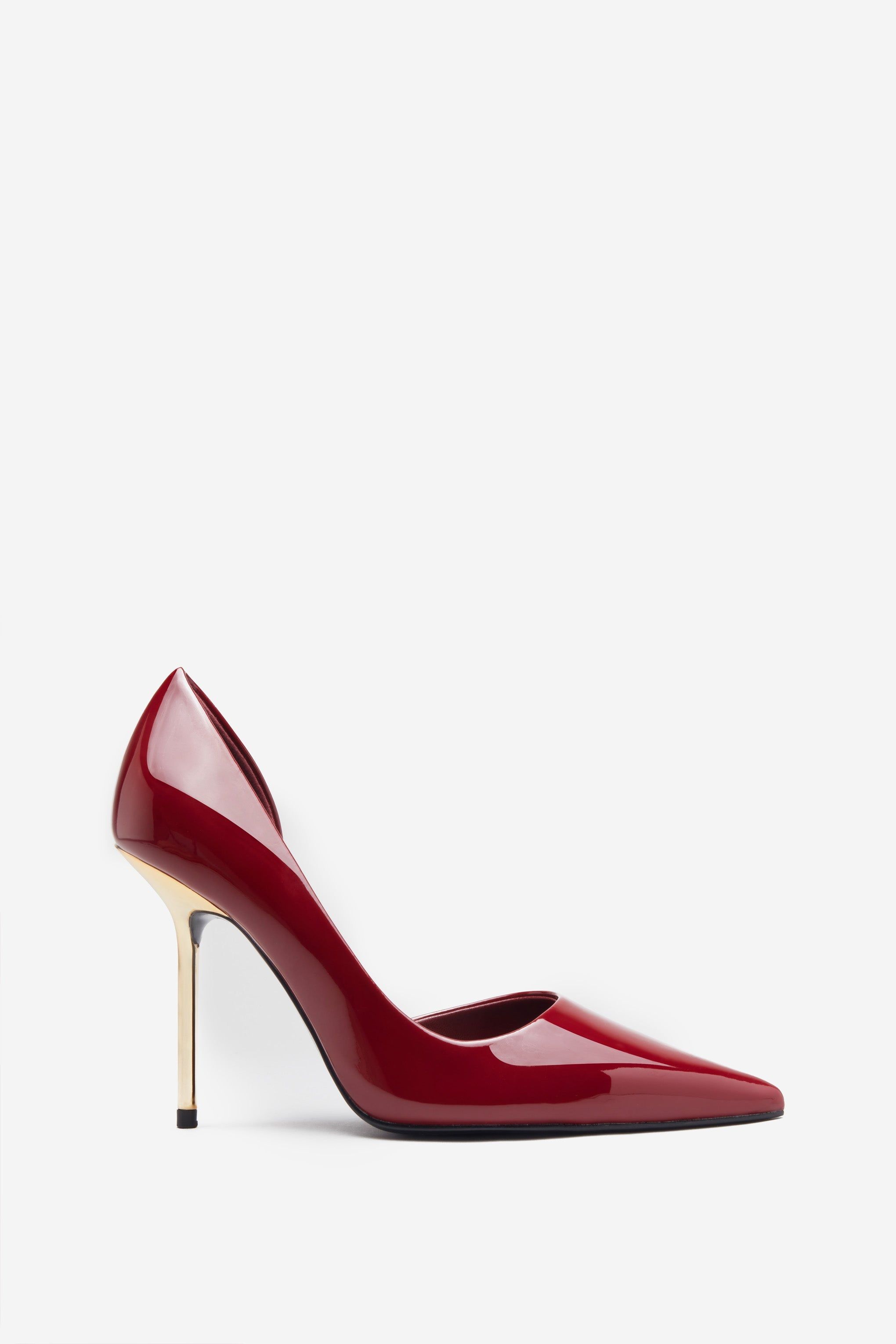 Hear Me | Wine Red Metallic Cutaway Pointed Court Heels sold by Club L London